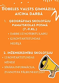 Dobeles Valsts ģimnāzija aicina darbā